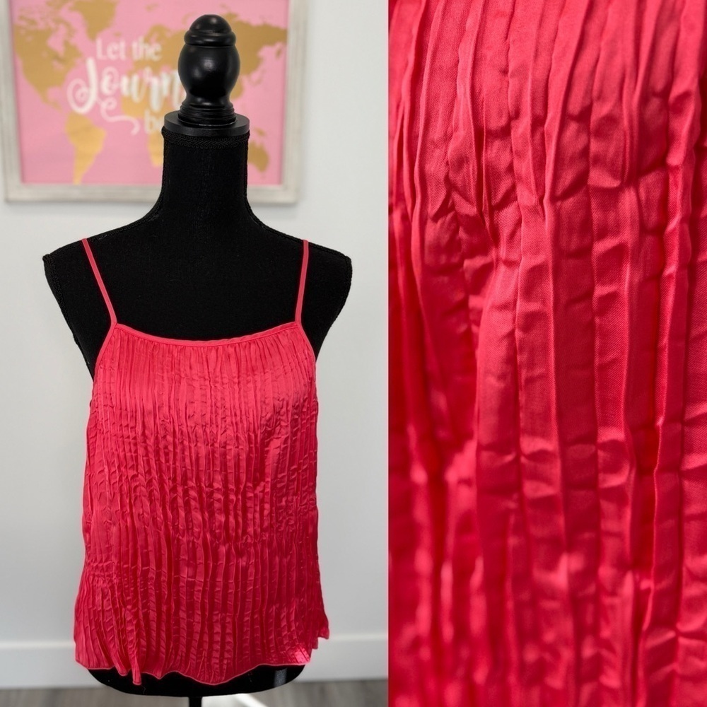 A new day Coral Strappy Textured Satin Lightweight Cami Blouse Top (L)